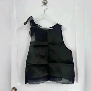 Mute by Joanne Lu M094 Black Patchwork Silk Bow Top New With Tag Size M